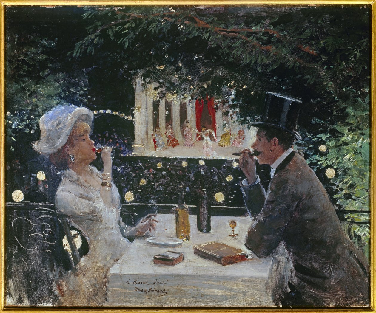 アンバサダーでのディナー。ジャン・ベロー（1849-1935）の絵画、20世紀。木に油彩。寸法：0.37 x 0.45m。パリ、カルナヴァレ美術館。 作： ジャン・ベロー