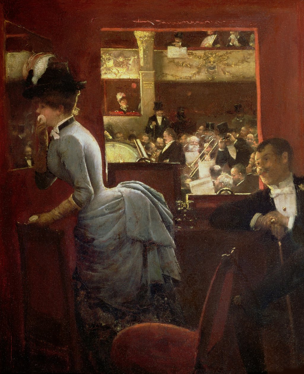 La Baignoire, au théâtre des Variétés バラエティーの劇場の箱 , 1883. 作： ジャン・ベロー