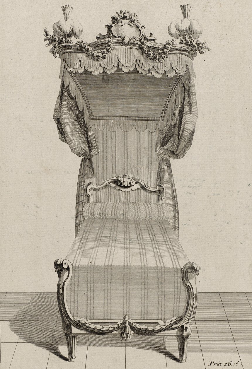1770年代半ばに出版された「Lit à la Française」（レイド紙にエングレービング 作： ジャン・チャールズ（後）デラフォッセ