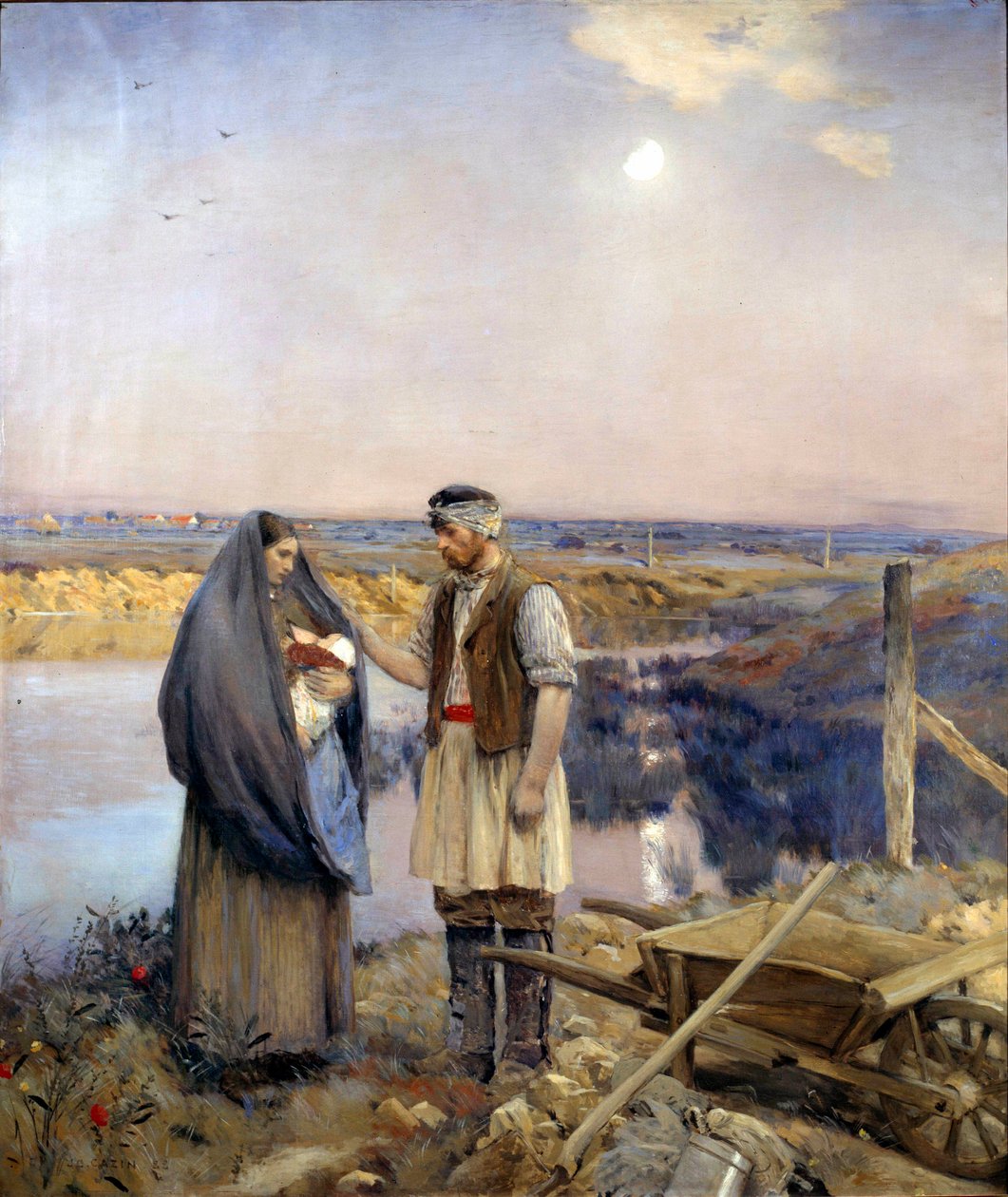 農民の家族を作った日。ジャン・シャルル・カザン（1841-1901）の絵画 日1,99x1,66 m 1888年 パリ、オルセー美術館 作： ジャン・シャルル・カザン