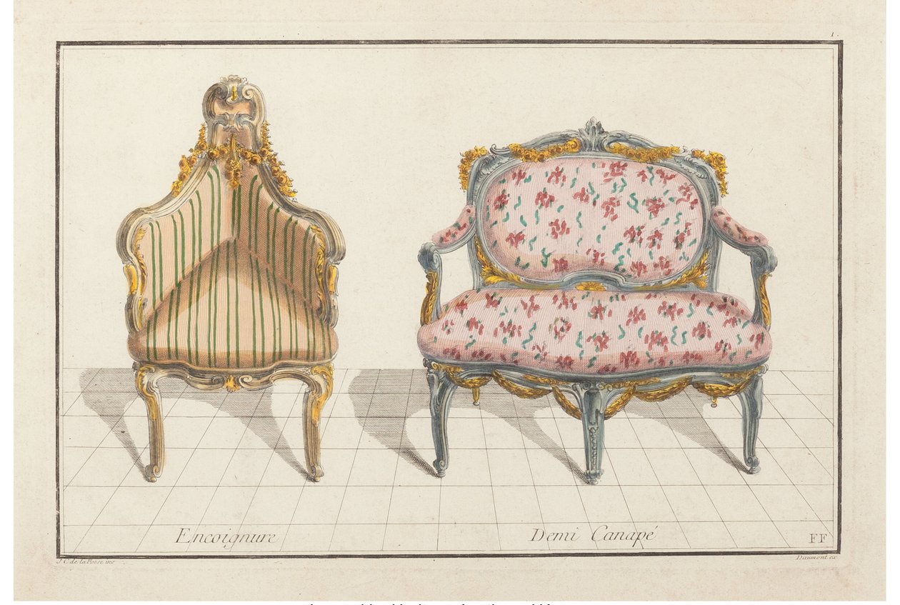 コーナー、ハーフソファ。 新しい歴史的イコノロジーまたは属性 Hierogliques、1768年頃。 作： ジャン・チャールズ・デラフォッセ