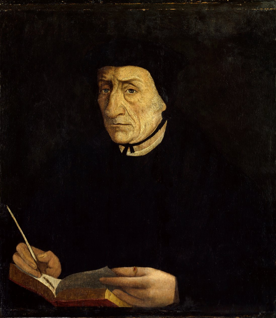 フランスのヒューマニスト、ギヨーム・ブデ（Budee）（Budaeus）（1467-1540）の肖像。ジャン・クルエ（1485 - 1541）による絵画 Ec.Fr. (h s/b 0.34 x 0.31)。ヴェルサイユ。ヴェルサイユ宮殿美術館。 作： ジャン・クルーエ