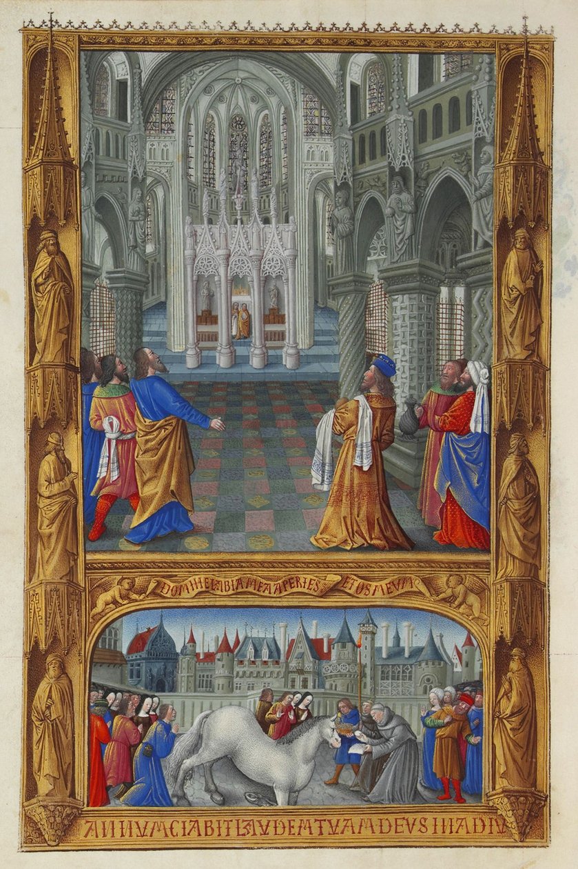 Les Très Riches Heures du Duc de Berry, Folio 129v - The Holy Sacrament 作： ジャン・コロンブ