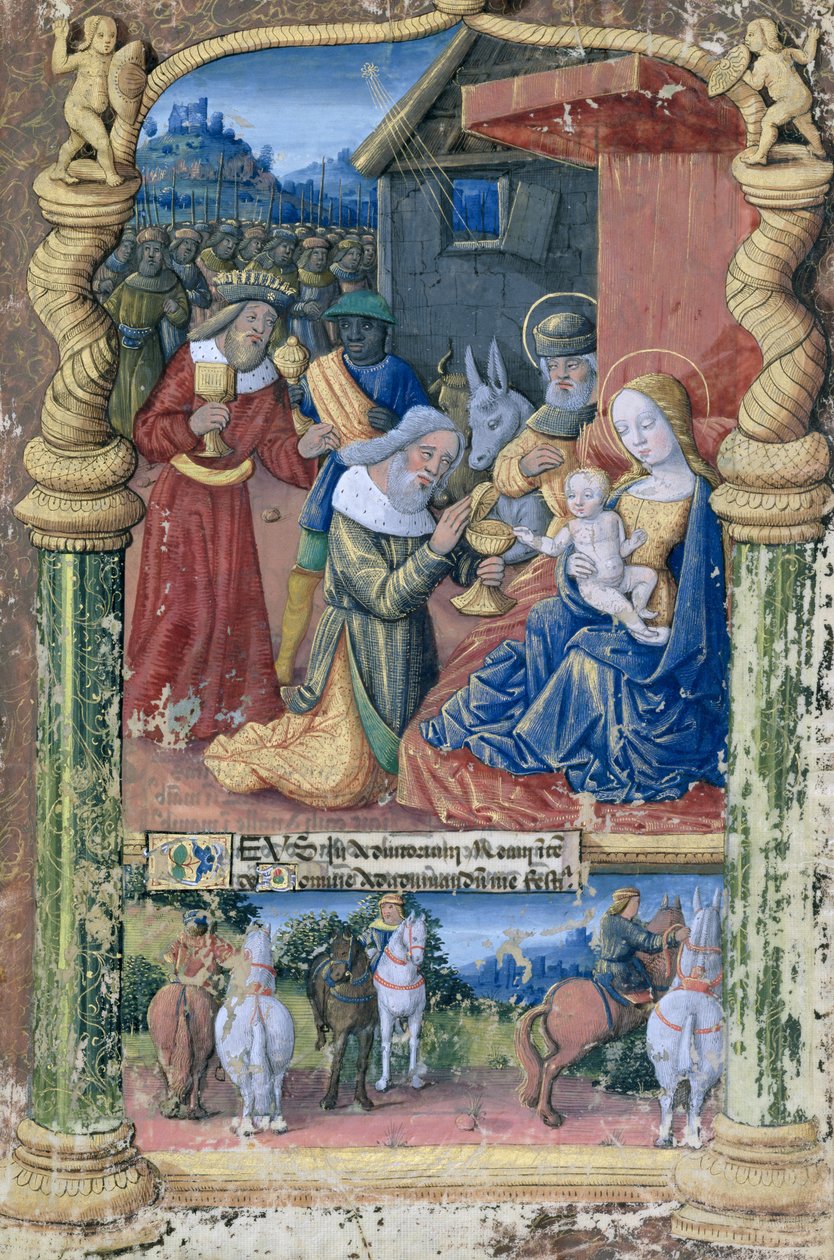ラットさんQvI126 fol.31「ルイドルレアンの時間の書」からのマギの崇拝、1490 作： ジャン・コロンブ