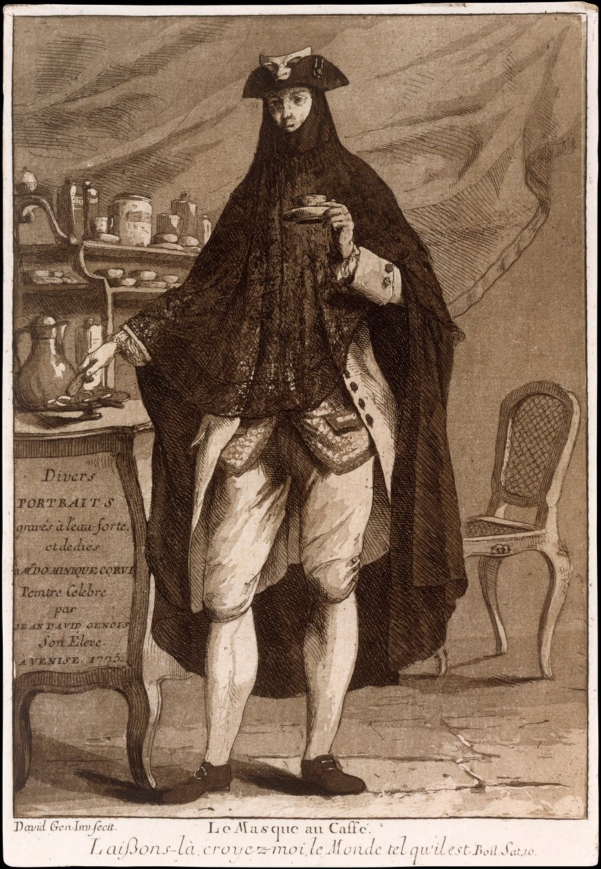 Divers Portraits のタイトル ページ、パブ。 1775年のエッチング。 作： ジャン・デビッド・ジェノワ