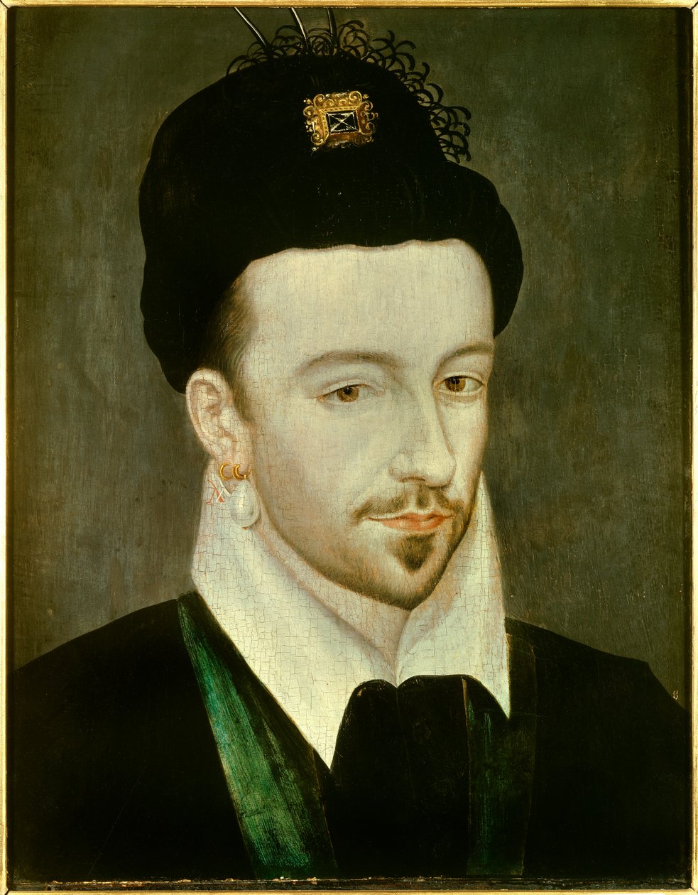 フランス王アンリ 3 世 (1551-1589) の肖像 ジャン・デュクール作 (16 世紀後半) の絵画。 0.29 x 0.22 m - フランス国王アンリ 3 世 (1551-1589) の肖像。 ジャン・デュクール作の絵画（16世紀後半） 作： ジャン・デ・コート