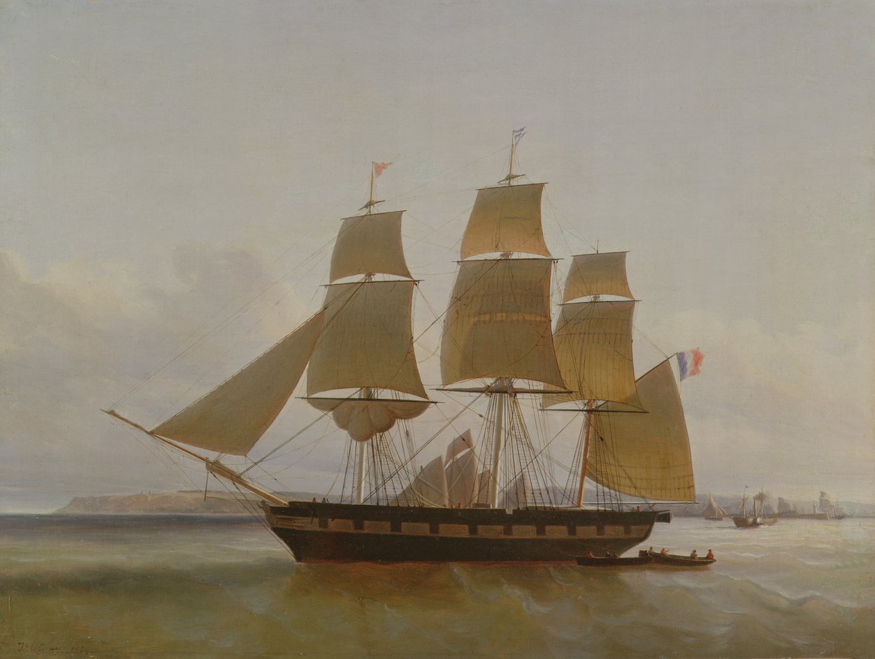 ルアーブルの港にある3つのマストボート、1846年 作： ジャン・ドミニク・ドルアン
