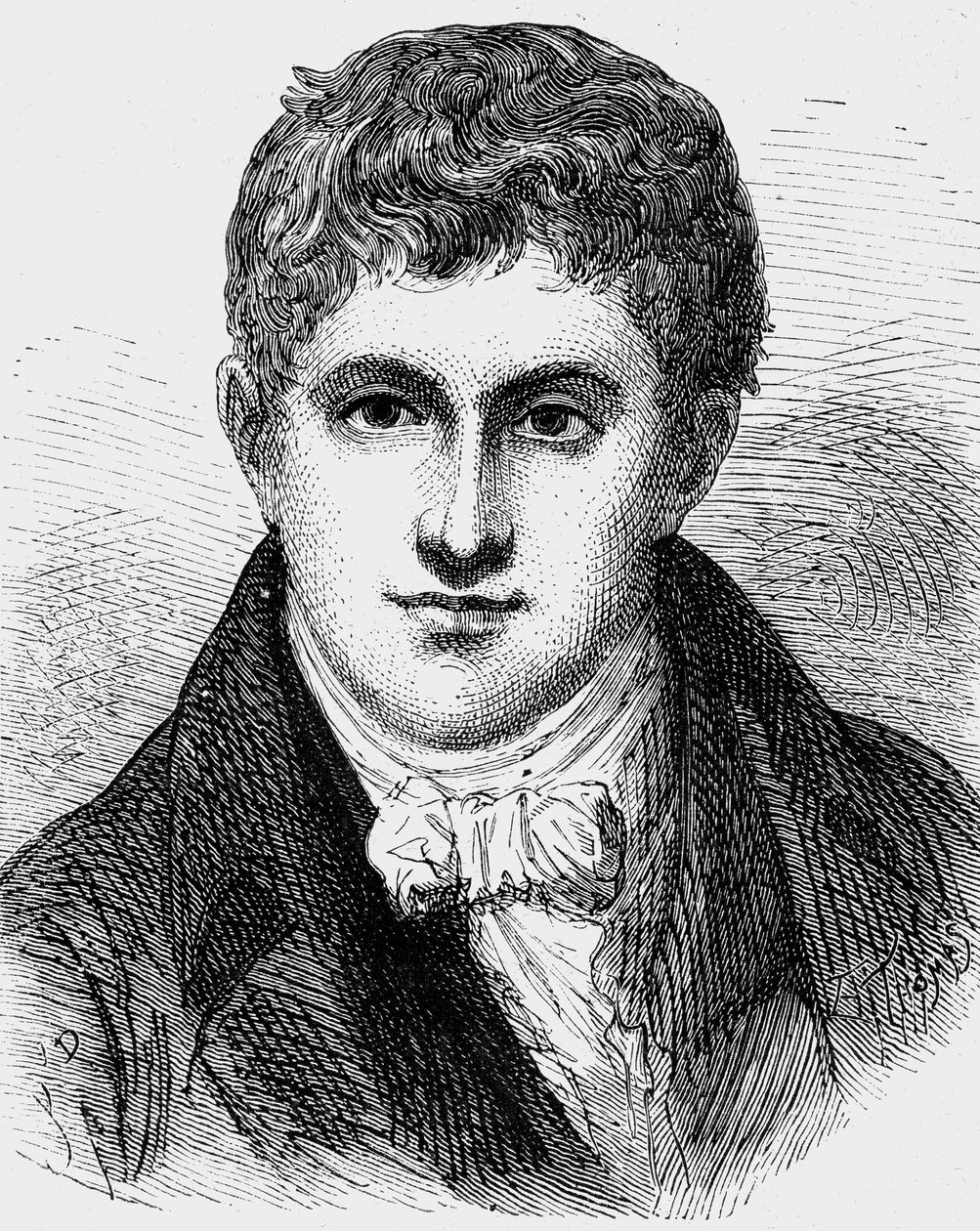 Humphry Davy (1778-1829) イギリスの物理学者および化学者、彫刻 作： ジャン・エドゥアール・ダルジャン