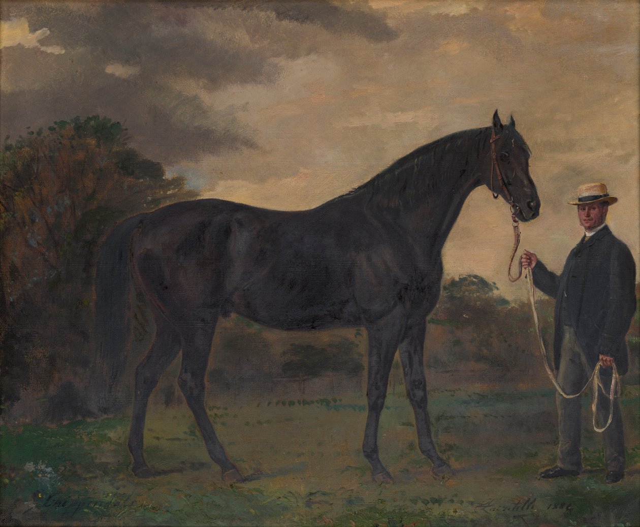 チッペンデールと風景の中の新郎、1837〜1900年頃（キャンバスに油彩） 作： ジャン・エドゥアール・ラクレテル