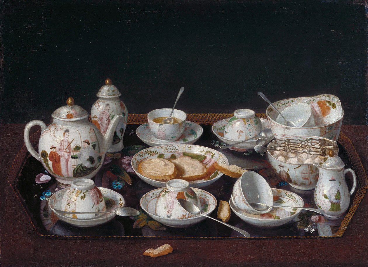 ドイツ語：コーヒーカップのある静物（日本のティーセット 静物：ティーセット 作： ジャン・エティエンヌ・リオタード