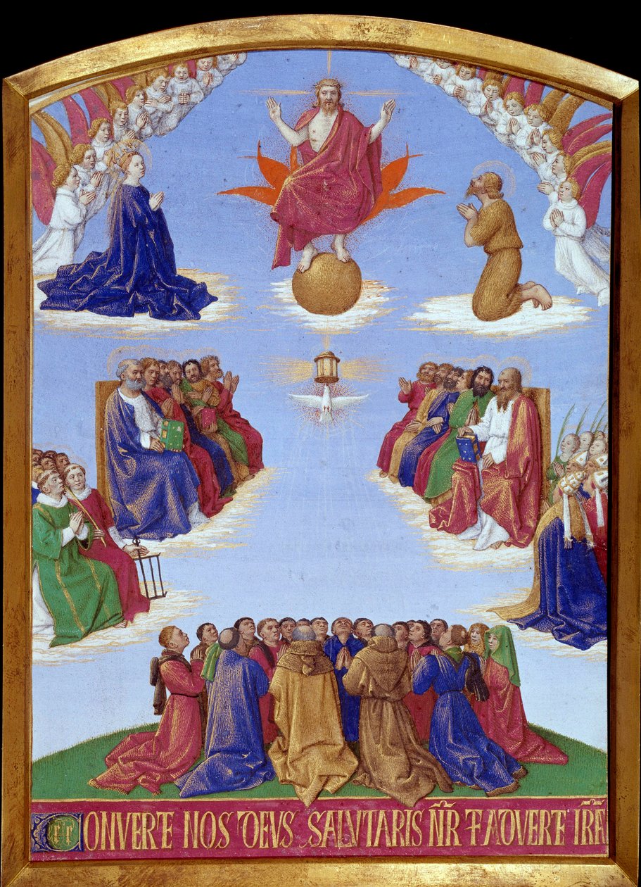 ペンテコテ：聖霊の昇天。ジャン・フーケ（1420-1477/1481）の『エティエンヌ・シュヴァリエの時祷書』から引用されたミニチュア。 作： ジャン・フーケ