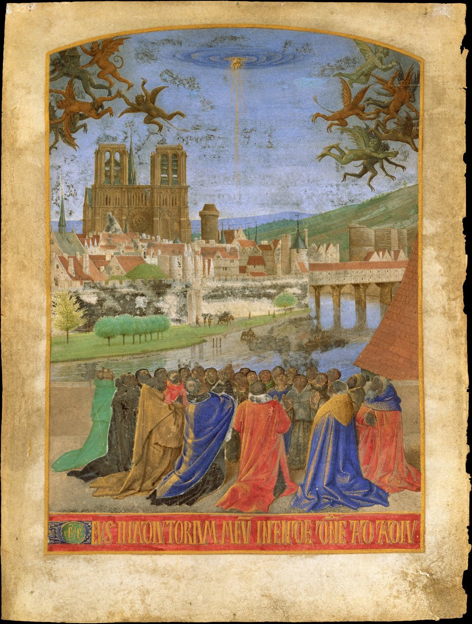 悪魔から忠実な者を守る神の右手, ca. 1452-1460。 作： ジャン・フーケ