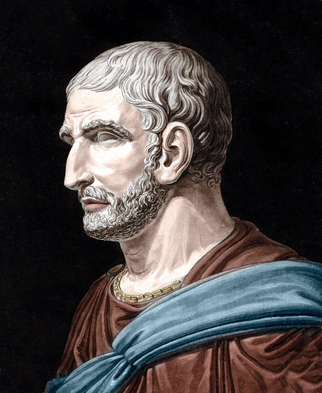 Lucius Junius Brutusの肖像 - Lucius Iunius Brutus (紀元前509-545) - 伝説的なローマ共和国の創始者 - ジャン・フランソワ・ジャニネ（1752-1814）によるエングレーヴィング 作： ジャン・フランソワ（後）ジャニネット