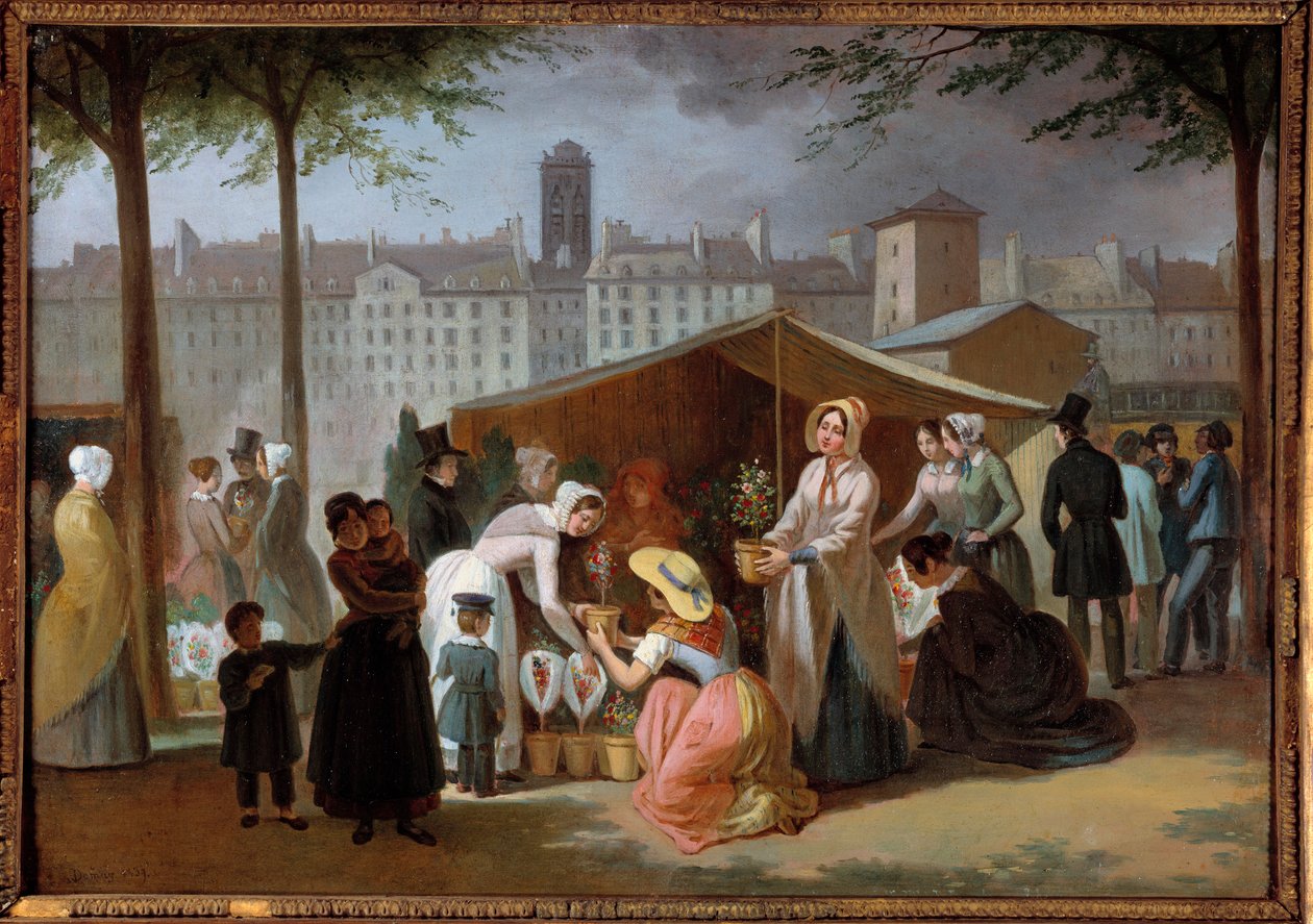 花の散歩道ジャン・フランソワ・ドゥメイ（1798～1850）の絵画 作： ジャン・フランソワ・ドメイ