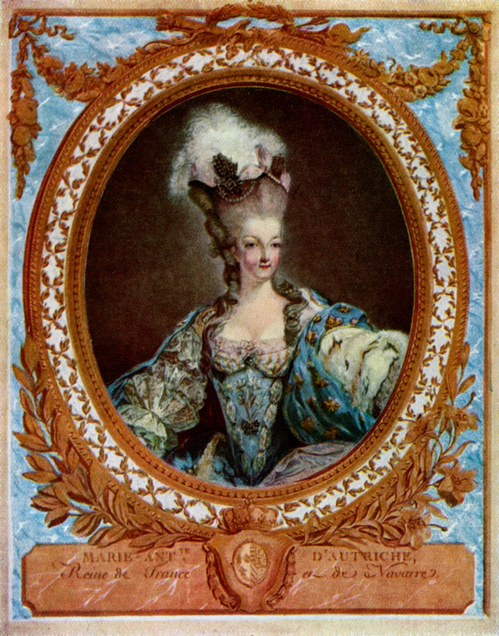 マリーアントワネット1755-1793、フランスのルイ16世王の女王、1777年1931年。 作： ジャン・フランソワ・ジャニネット