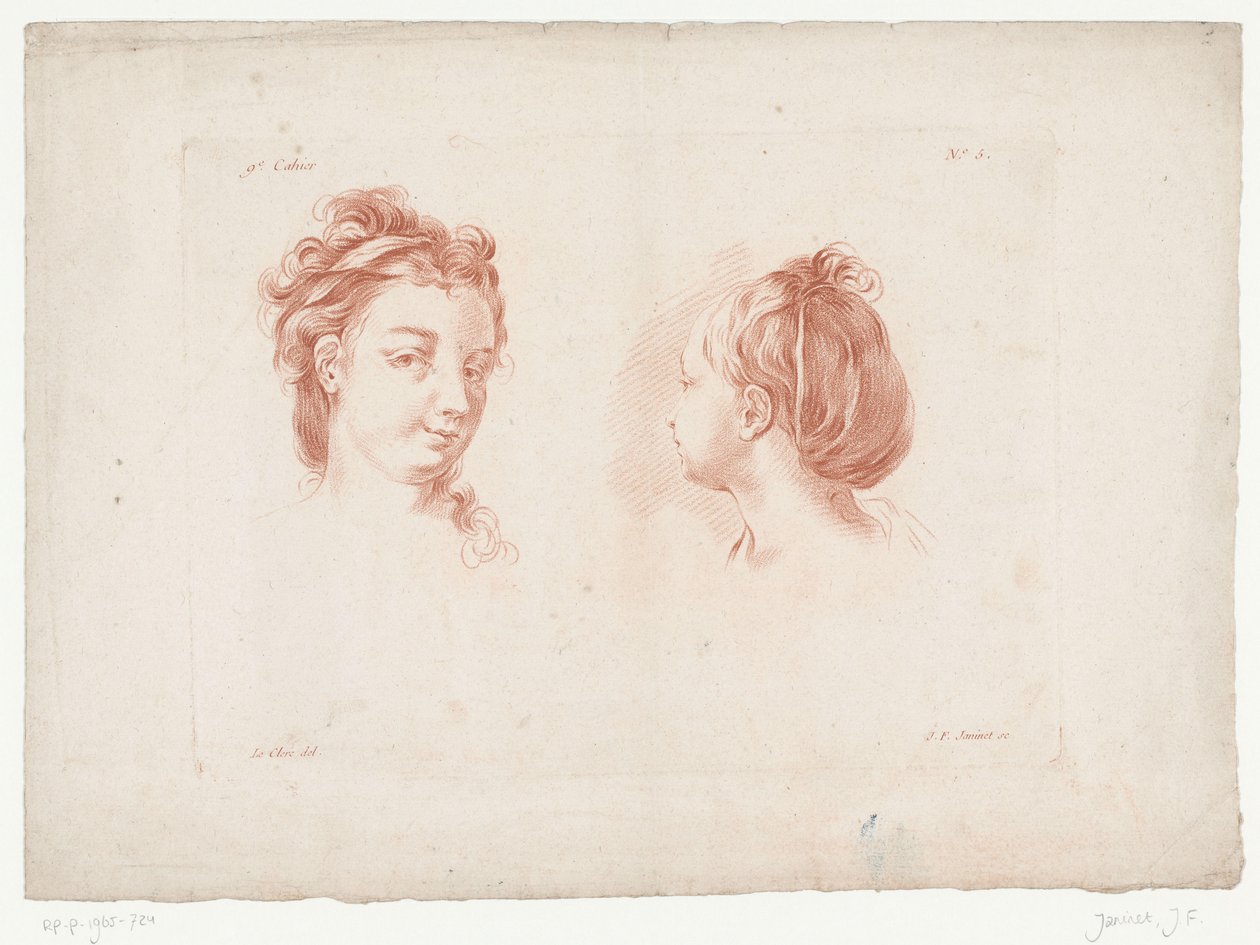 2 つの女性の頭 人体パーツを使った構図（シリーズタイトル） IXe Cahier de Principes du Dessin d