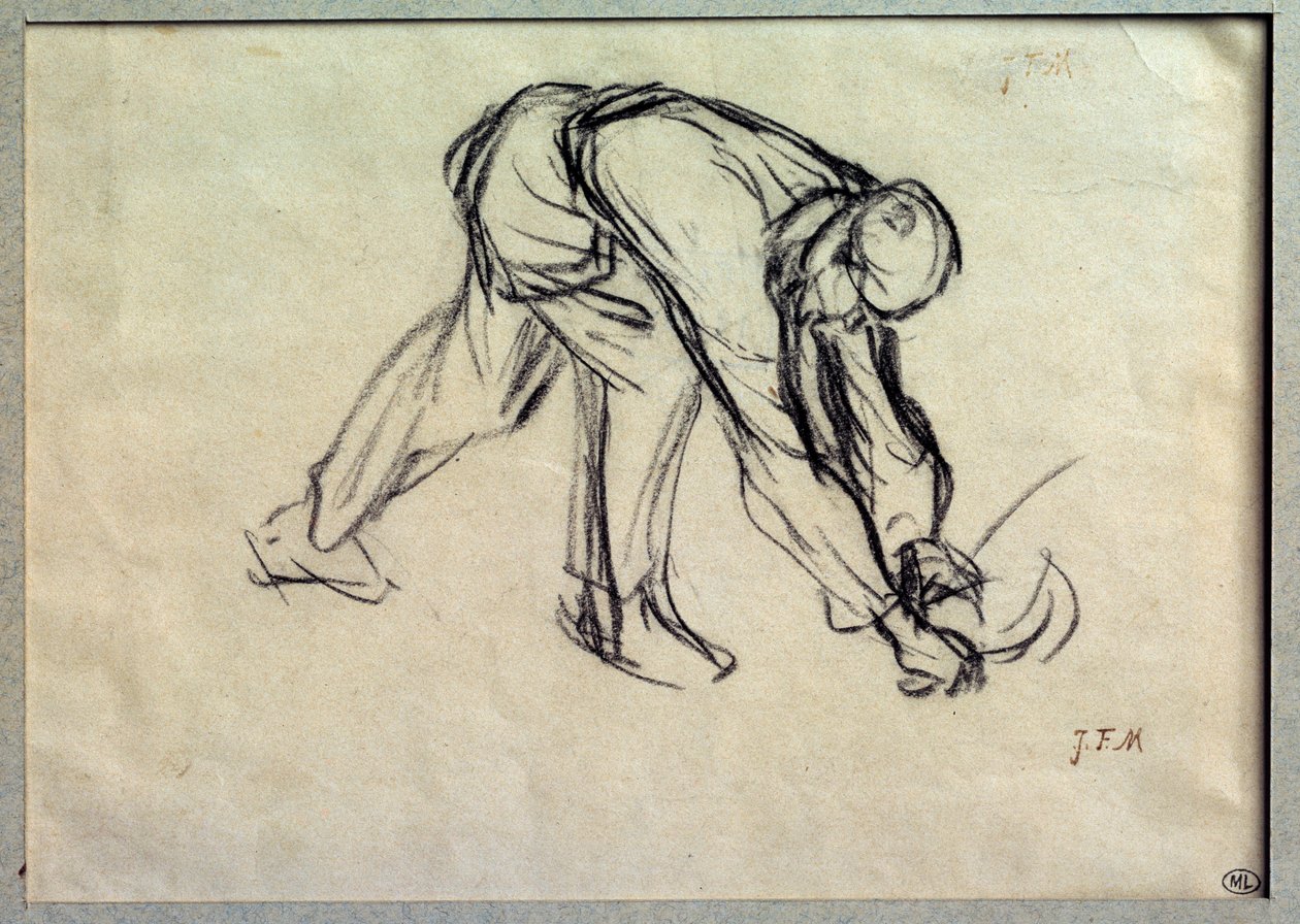 ジャン・フランソワ・ミレー(1814-1875)が描いた「Le reap preparatoire」 19世紀 パリ、ルーヴル美術館 作： ジャン・フランソワ・ミレー