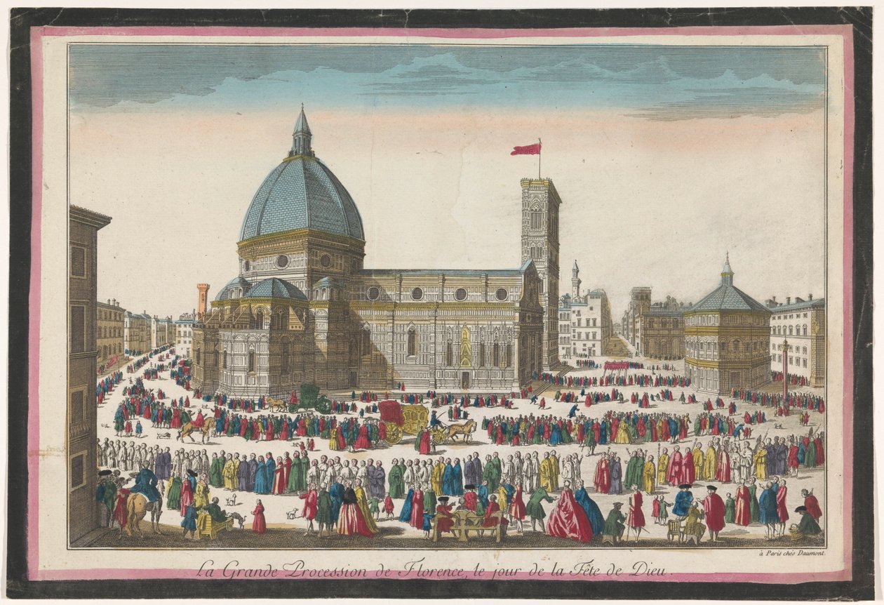 コーパスクリスティの行列のあるフィレンツェのドゥオーモの眺め La grande procession de Florence, le jour de la fête de Dieu (オブジェクトのタイトル) 作： ジャン・フランソワ・ドーモン