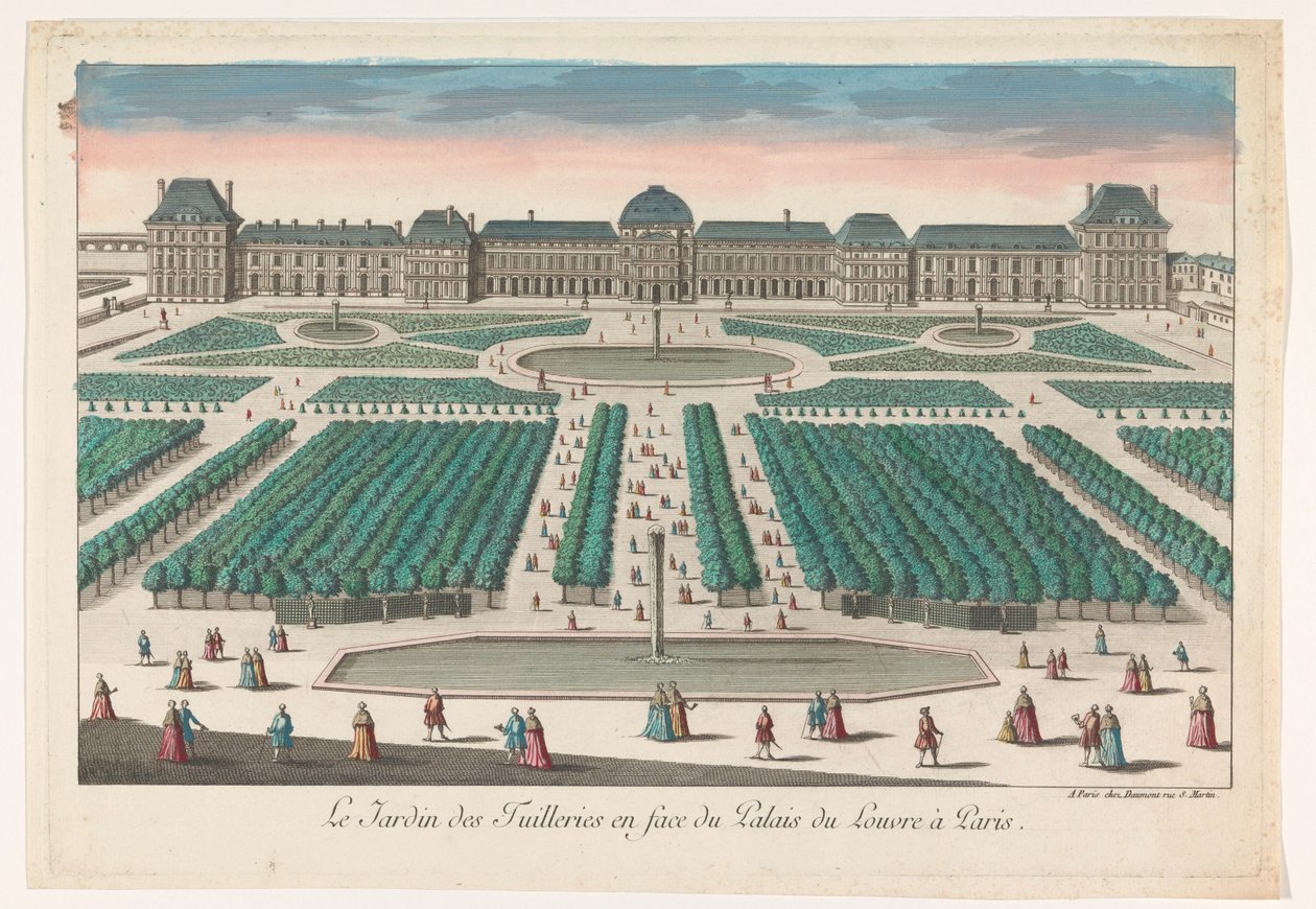 パレ・デュ・ルーヴルに向かって見た、パリのチュイルリー公園の眺め Le Jardin des Tuilleries en face du Palais du Louvre à Paris (オブジェクトのタイトル) 作： ジャン・フランソワ・ドーモン