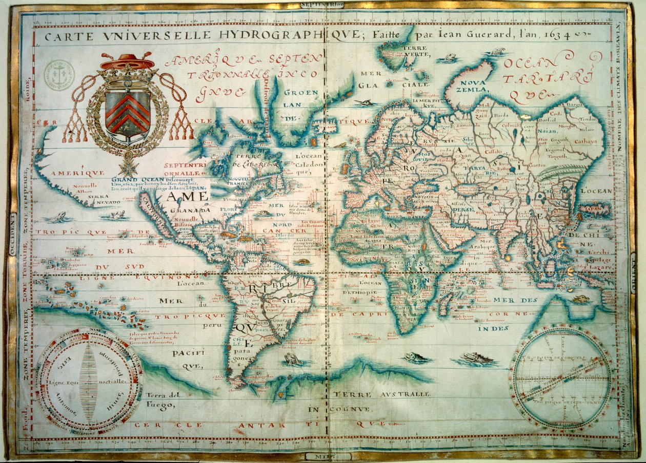 ユニバーサル水路図。 フランスの地理学者ジャン・ゲラールの手記。 1734. パリ、B.N. 作： ジャン・ゲラール