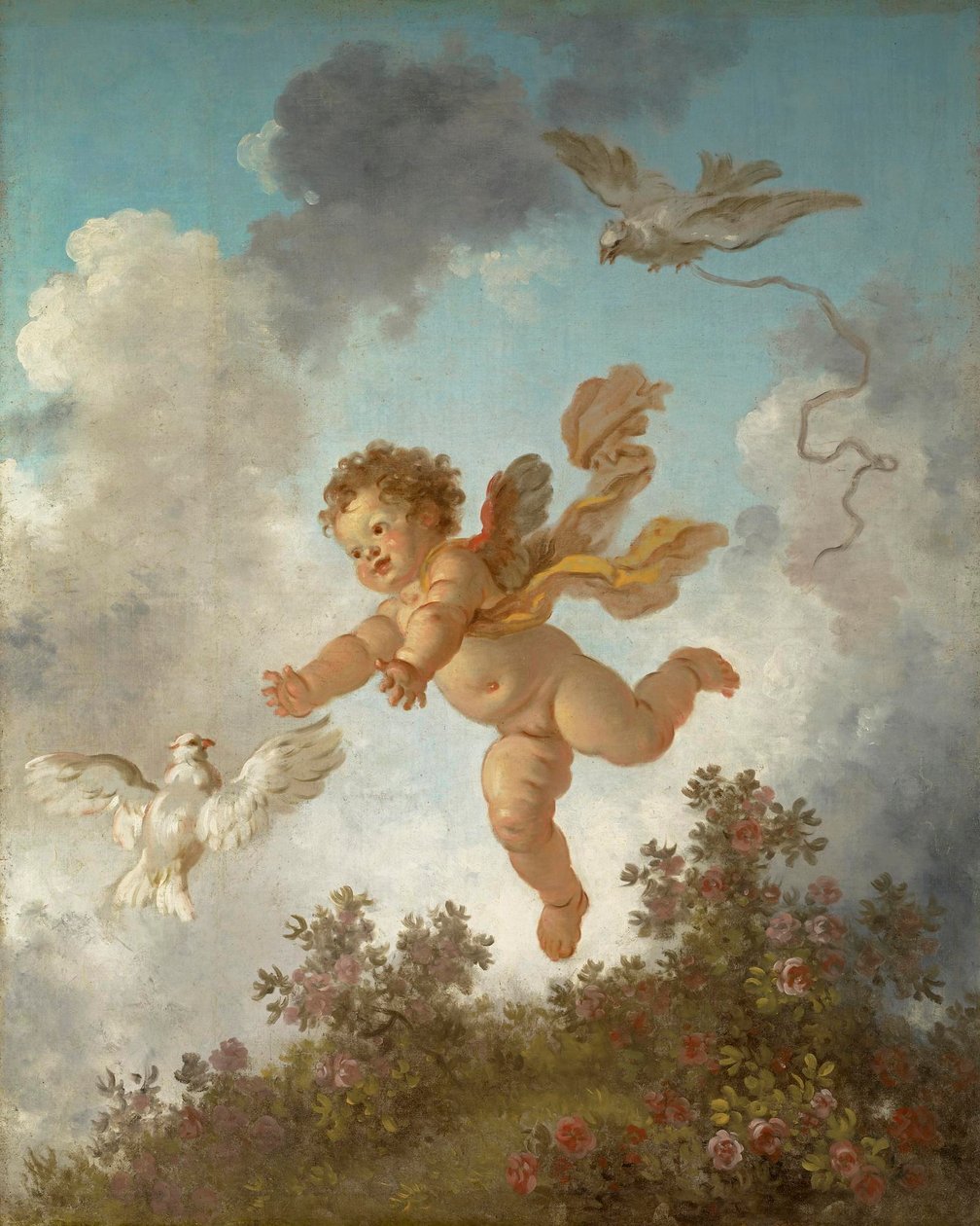 フラゴナール - 愛の進行 鳩を追う愛 1790-91 作： ジャン・ホノレ・フラゴナール