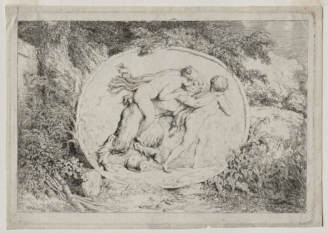バッカナレス：Nymph Astride a Satyr、1763 作： ジャン・ホノレ・フラゴナール