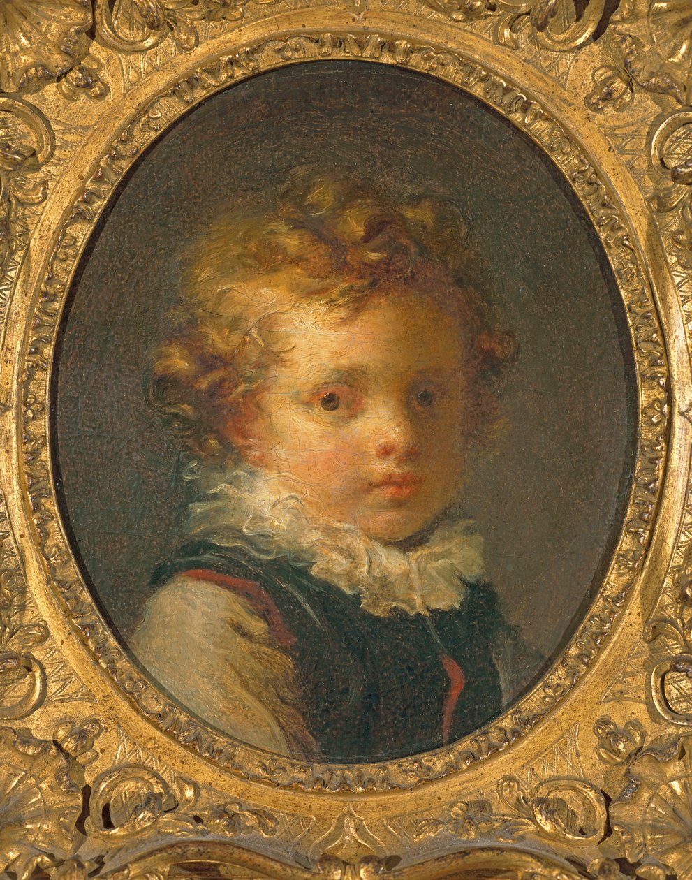 少年の頭（Alexandre-Evariste &39;Fanfan&39; Fragonard）、c.1785（カードに油彩） 作： ジャン・ホノレ・フラゴナール