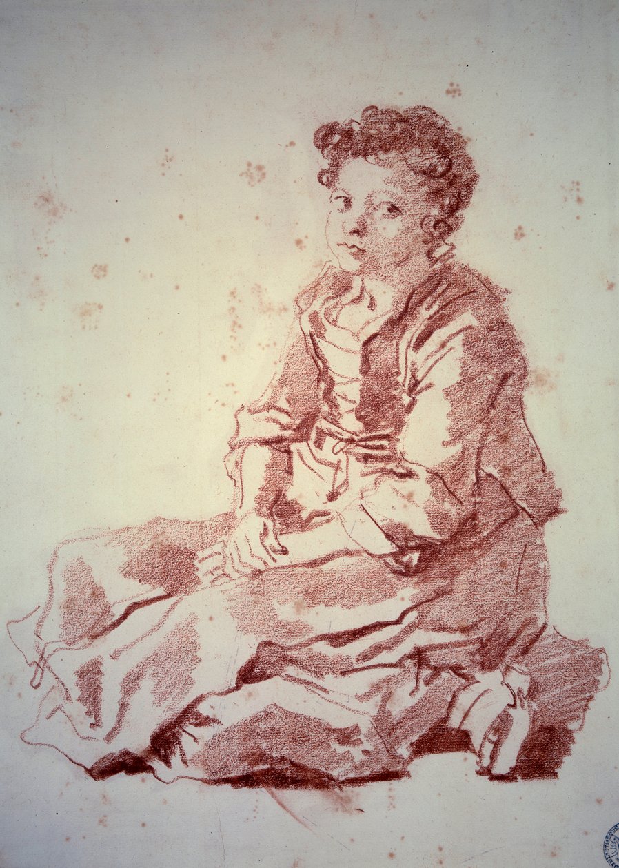 ジャン・オノレ・フラゴナール（1732-1806）作「サンギーヌ」 踵に座る少女 1774年 ブザンソン、ボザール美術館 作： ジャン・ホノレ・フラゴナール