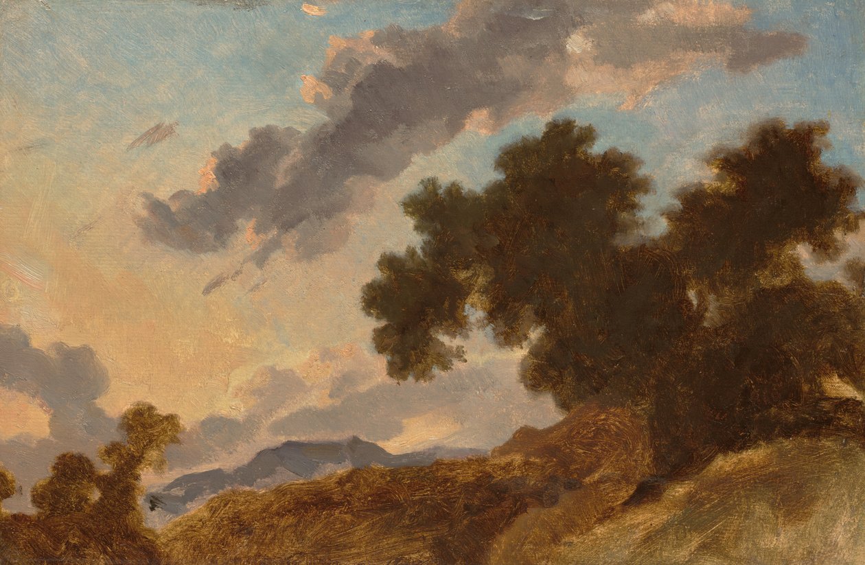 日没時の山の風景、c。 1765年。 作： ジャン・ホノレ・フラゴナール
