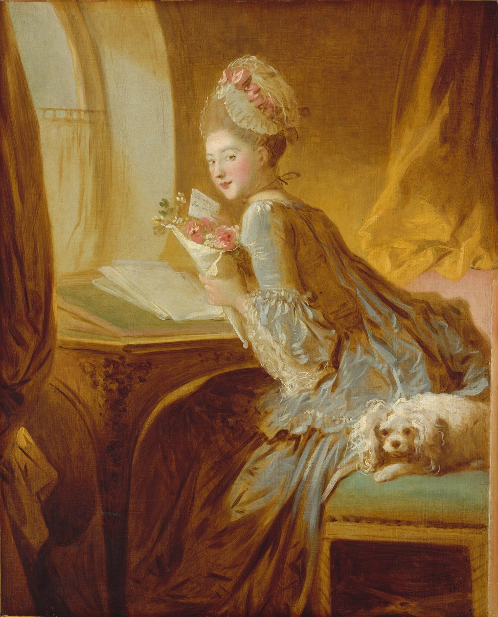 愛の手紙、c.1770（キャンバスに油彩） 作： ジャン・ホノレ・フラゴナール
