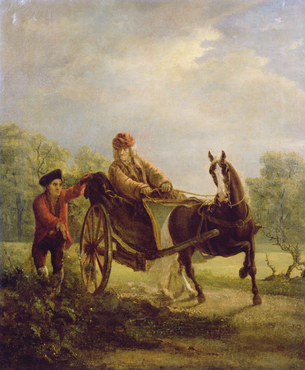 フェルネーのカブリオレに乗ったヴォルテール（1694-1778） 作： ジャン・フーバー