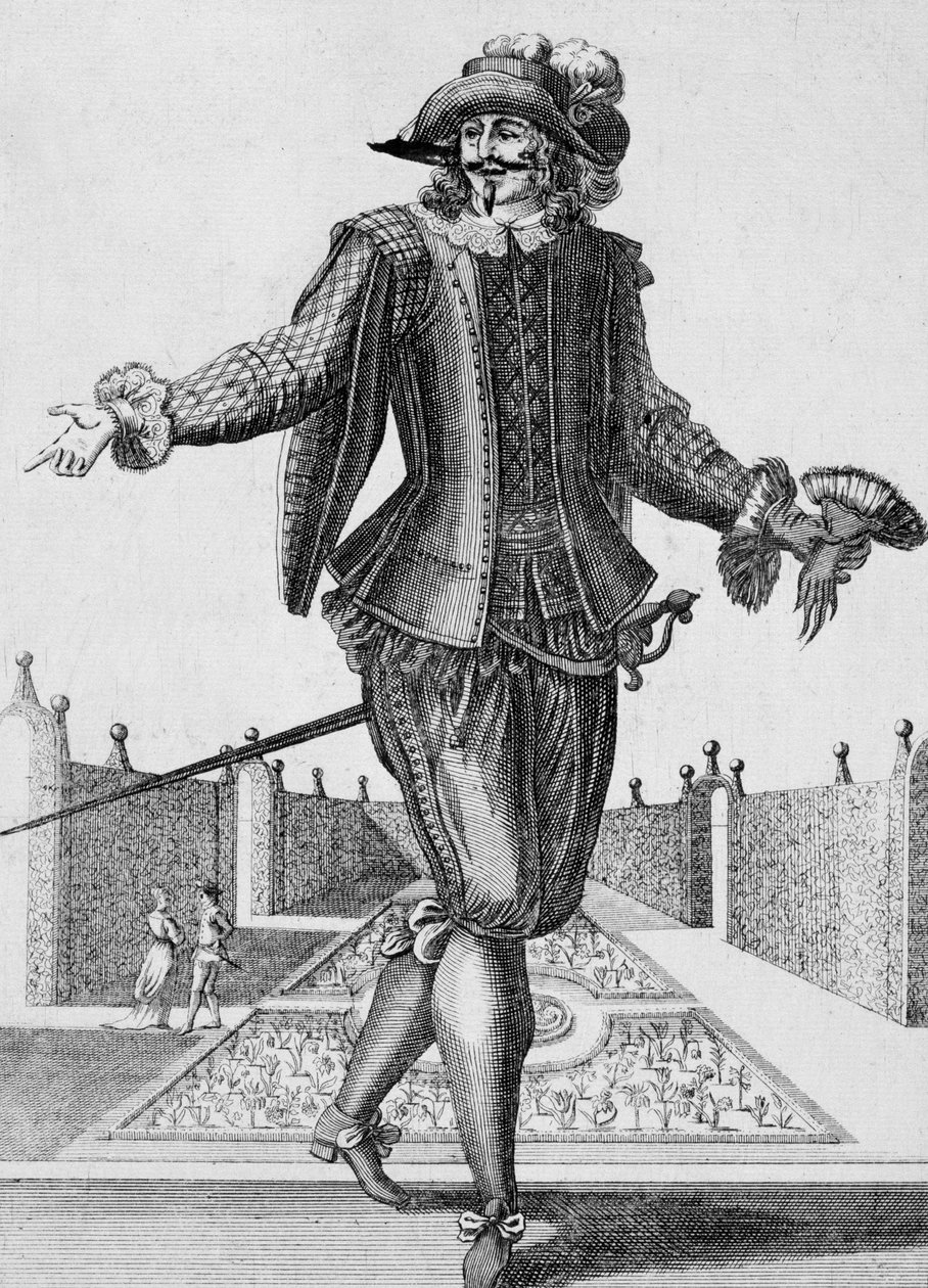 真剣な俳優、舞台衣装、ジャン・ベラン・ザ・エルダー（1637-1711）の彫刻、フランス 作： ジャン・ベラン