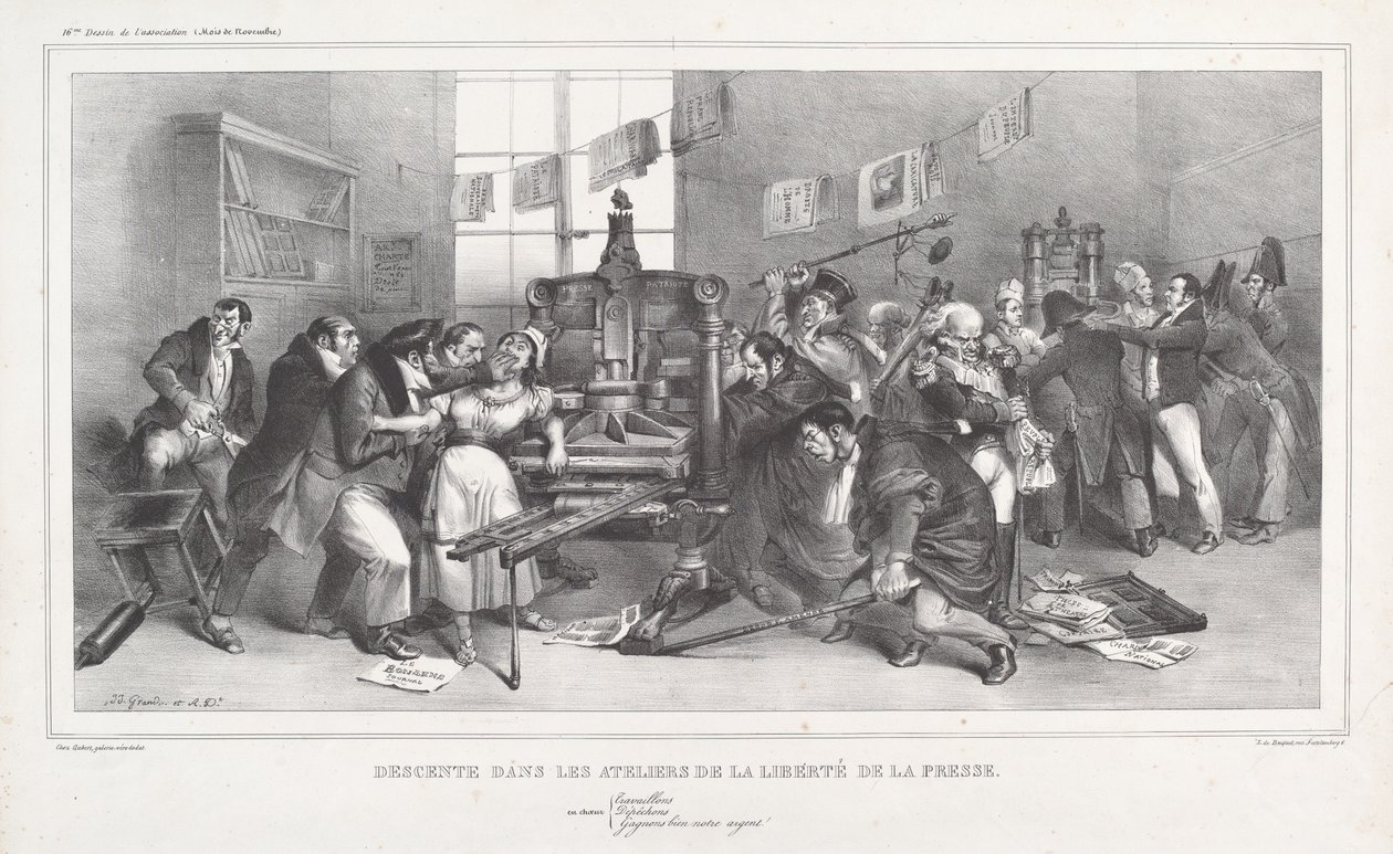 プレスワークショップの自由への降下 作： Jean Ignace Isidore Grandville、Auguste Desperet