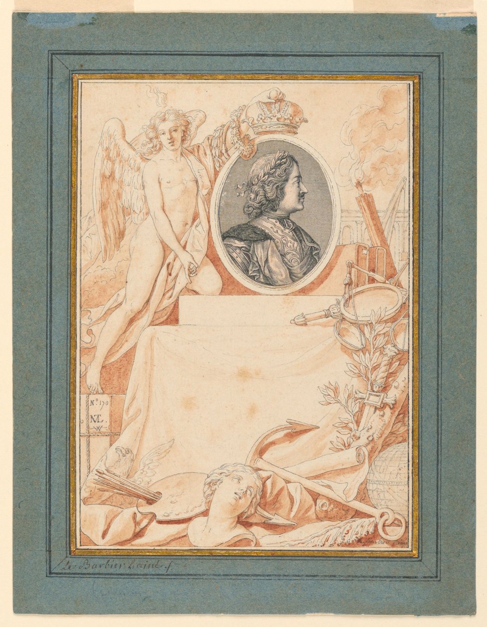 ピョートル大帝史の扉絵、1780年頃 作： ジャン・ジャック・フランソワ・ル・バルビエ
