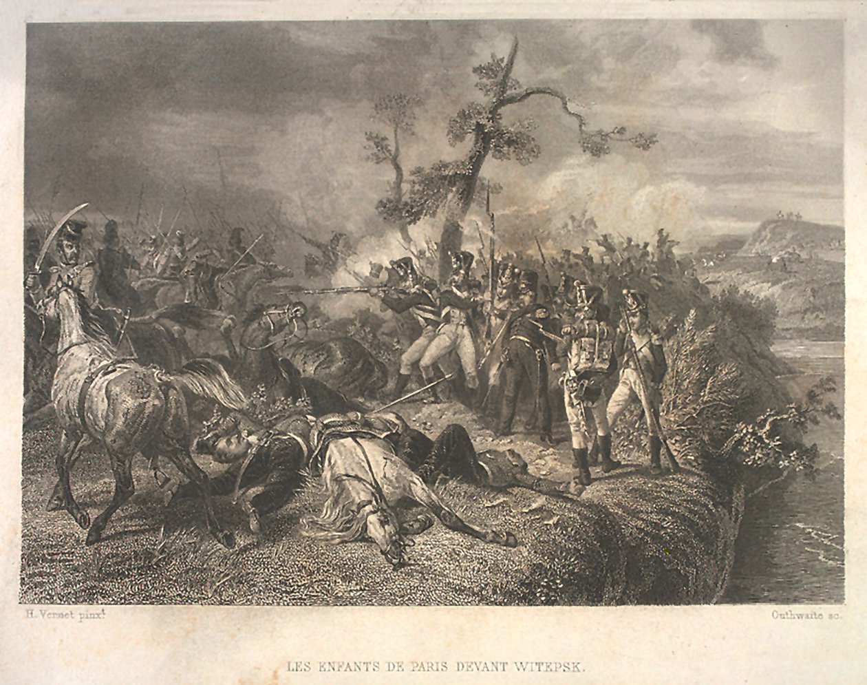 1812 年 7 月 25 ～ 26 日のオストロフノ近郊でのロシア軍とフランス騎兵隊の戦い 作： ジャン・ジャック・アウトウェイト
