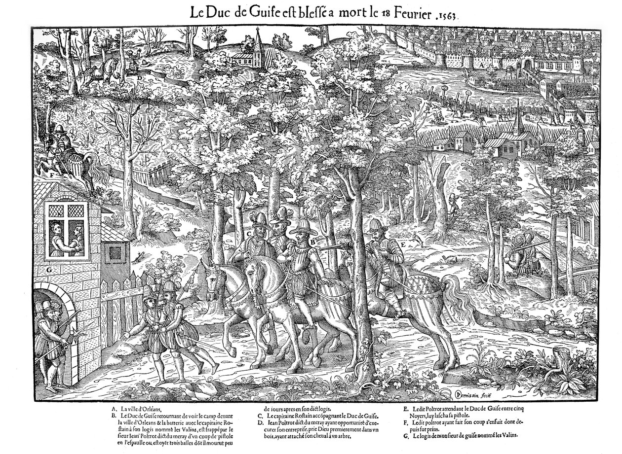 フランソワ・ド・ロレーヌの殺人、デュック・ド・ギーズ、フランス宗教戦争、1563年1570年1570年。 作： ジャン・ジャック・ペリシン