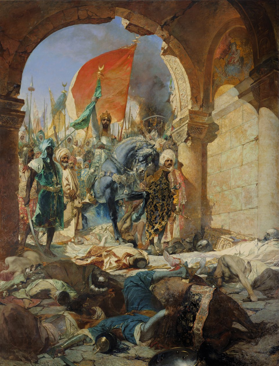 1453年5月29日、コンスタンチノープルへのモハメッド2世（1432-81）の侵入、1876年 作： ジャン・ジョセフ・ベンジャミン・コンスタント