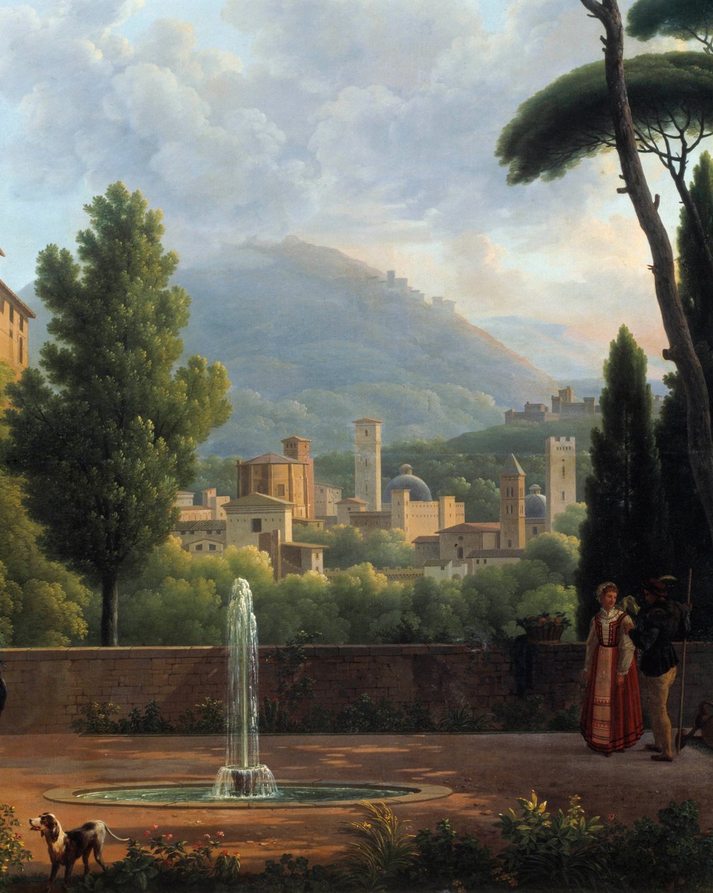 噴水のある風景 ジョセフ・ビドー（1758-1846）の絵画の詳細。1821年 バレンシア美術博物館 作： ジャン・ジョセフ・ビドー