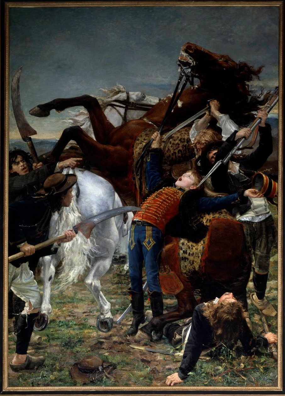 フランス革命。"ジョセフ・バラ（1779-1793）の死"ジョセフ・バラまたはバラ（1780-1793）は、共和国のためにヴァンデで戦ったフランス革命の英雄児である。ジャン・ジョセフ・ウィールツ（1849-1927）による絵画 1883年 日3,50 x 2,50 m パリ、オルセー美術館 作： ジャンジョセフワーツ