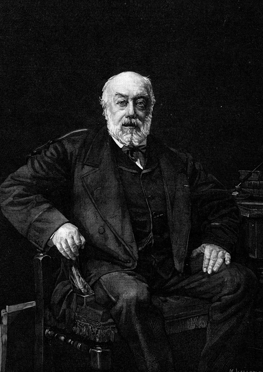 フランスの歌手、ギュスターヴ・ナダウ（1820-1893）の肖像。ジャン・ジョセフ・ウィールツ（1849-1927）の絵をもとにしたエングレーヴィング。1881年3月26日付「イラストレーション・ワールド」1252号に掲載。 作： ジャンジョセフワーツ