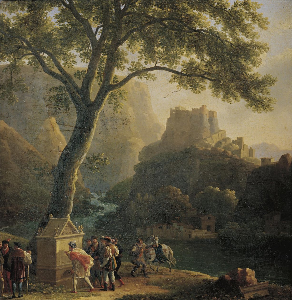 フランス語：François Ier à la fontaine de Vaucluse ヴォークリューズの泉のほとりのフランソワ1世 作： ジャン・ジョセフ・ザビエル・ビダル