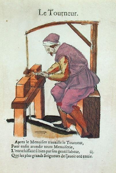 The Wood Turner（カラー・エングレービング） 作： ジャン・ルクレール