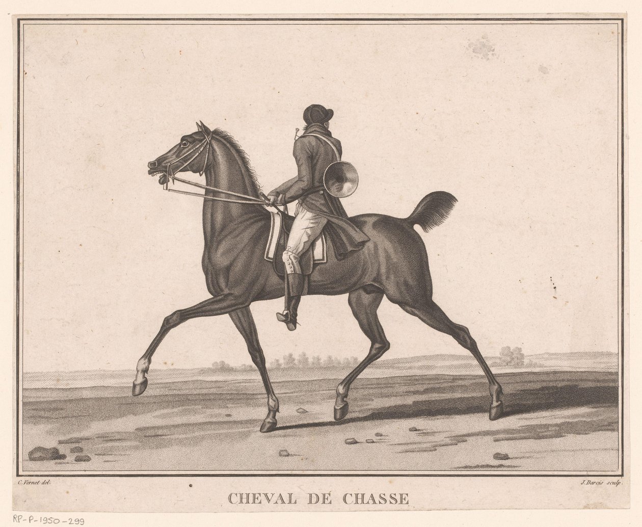 狩猟笛で馬に乗ったライダー Cheval de Chasse (オブジェクトのタイトル) Sujets de chevaux (シリーズタイトル) 作： ジャン=ルイ・ダルシス