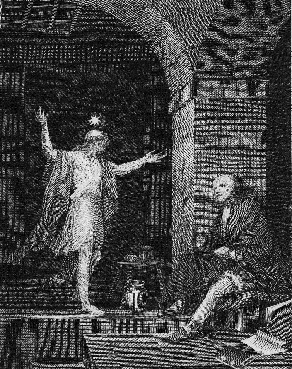 1800 年代の刑務所でコロンブスに現れたヘスパー。 作： ジャン・ルイ・デリニョン