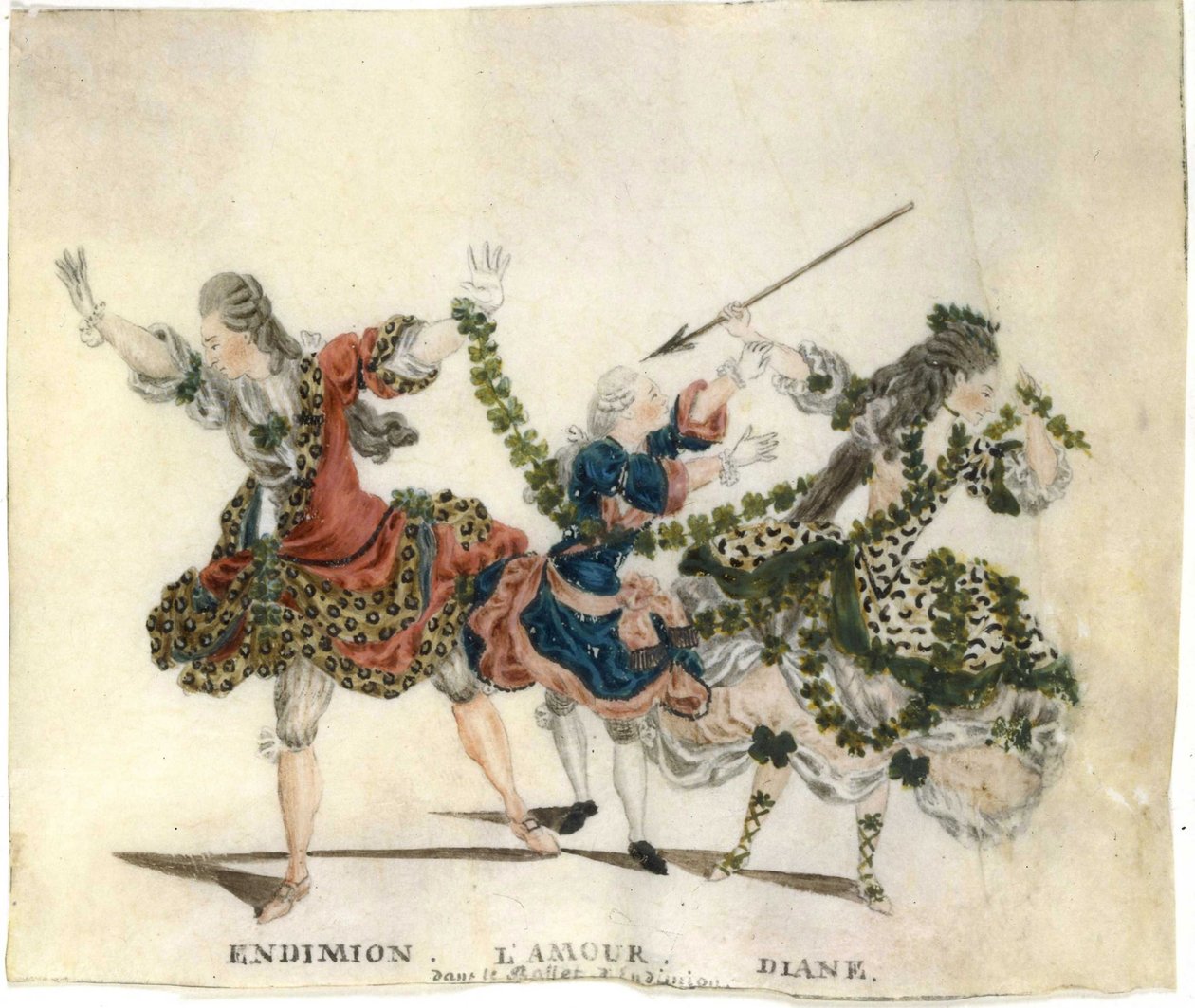 ガエターノ・ヴェストリスによるバレエ「エンディミオン」の衣装デザイン、1773～1778年。 作： ジーンルイスフェッシュ