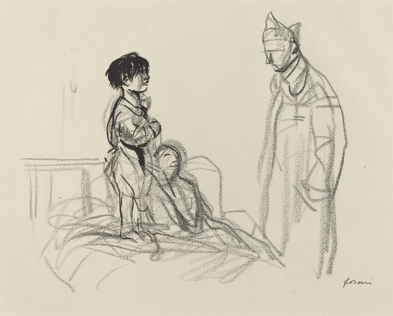 病院で兵士に見舞われた母と子、c。 19141919. 作： ジャン・ルイ・フォラン