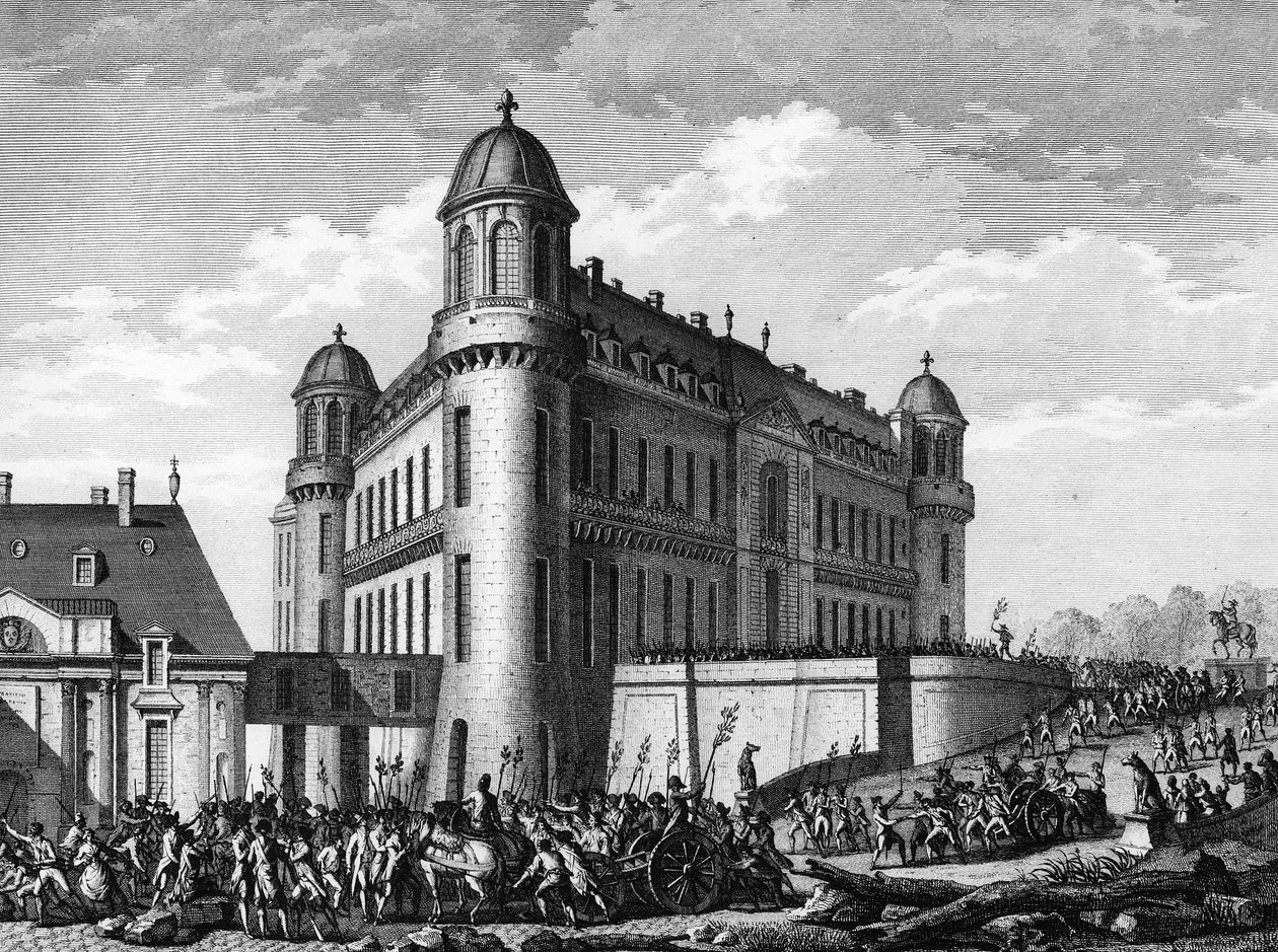 フランス革命。8月9日、パリのシャンティイ城に持ち込まれたキヤノン 作： Jean Louis II（後）Prieur