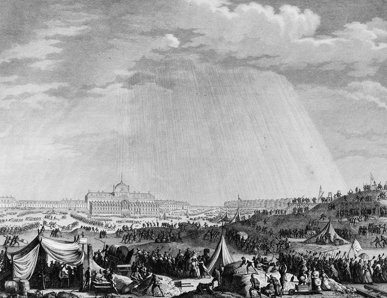 フランス革命。7月14日の連邦の祝日のためのパリのシャンデ・マルスの作品 作： Jean Louis II（後）Prieur
