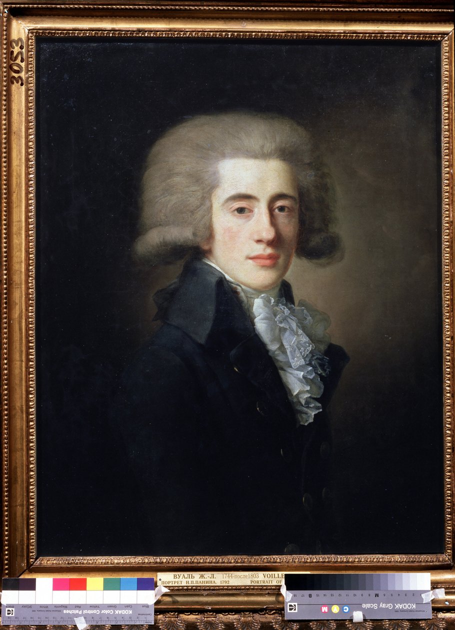 ロシア副首相ニキータ・パニン (1770-1837) の肖像 (副首相ニキータ・パニンの肖像)。 Jean Louis Voille（1744年～1803年以降）による絵画。 キャンバスに油彩、73.1 x 57 cm 作： ジャン・ルイ・ヴォイユ