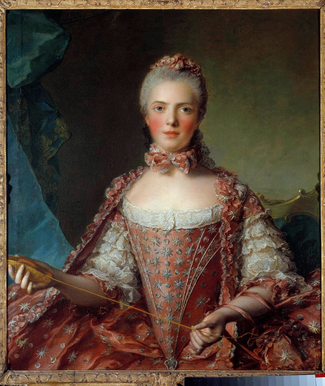結び目を作るフランスのアデライド夫人（1732-1800）の肖像 ジャン・マルク（ジャン・マルク）・ナティエ（1685-1766）の絵画 1756 Sun 1,26x0,96 m - 結び目を作るフランスのアデライド夫人（1732-1800）の肖像。ジャン・マルク（ジャン・マルク）・ナティエ（1685年-1766年）の絵画 作： ジャン・マルク・ナティエ